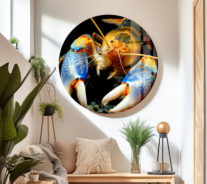 Decorative Lobster Glass Wall Art picture on glass wall art, photos printed on glass