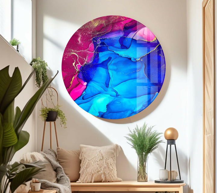 Blue and Pink Abstract Tempered Glass Wall Art - MyPhotoStation