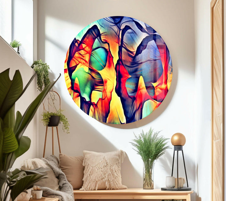Colorful Abstract Vivid Glass Wall Art Glass Printing Wall Art, Print photos on glass
