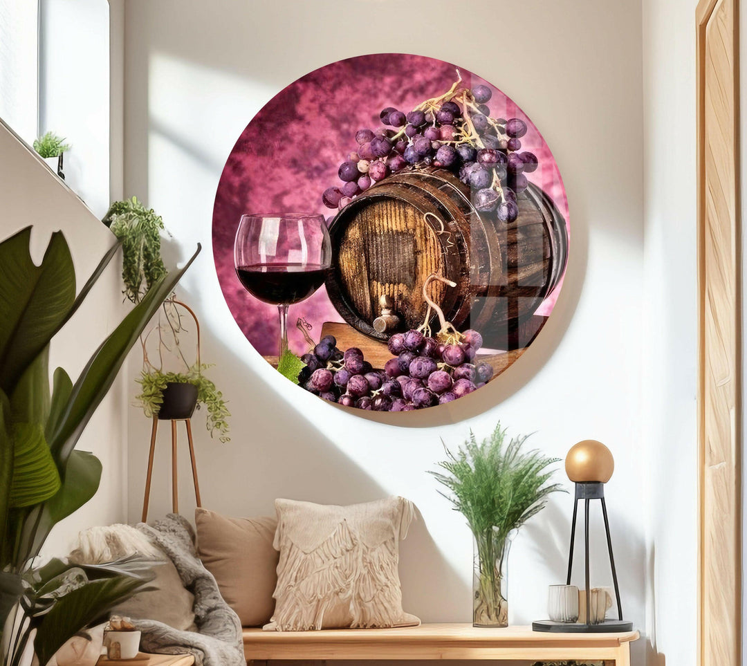 Wine Barrell Glass Wall Art, glass art painting, glass art for the Wall