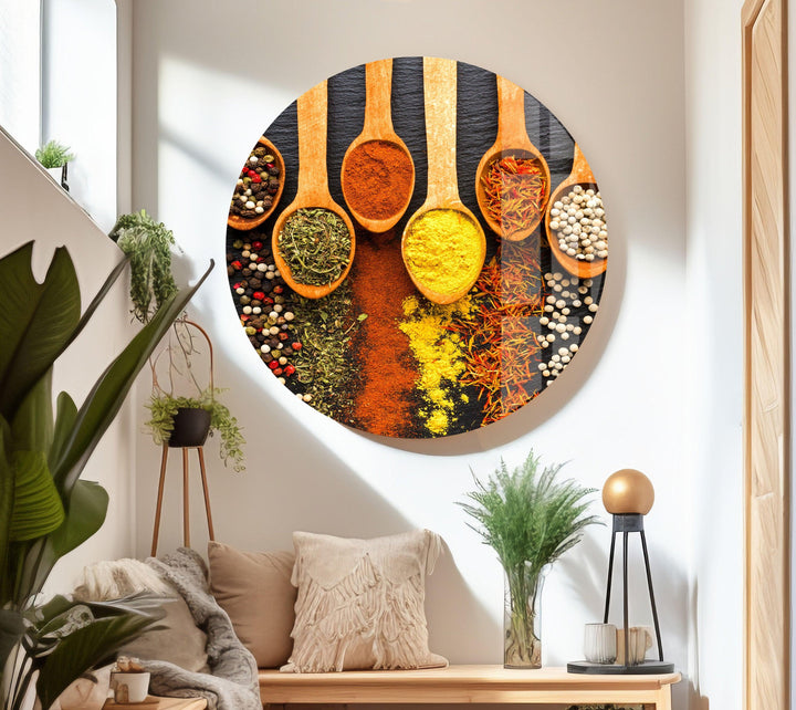 Wooden Spoons Glass Wall Art, glass art painting, glass art for the Wall