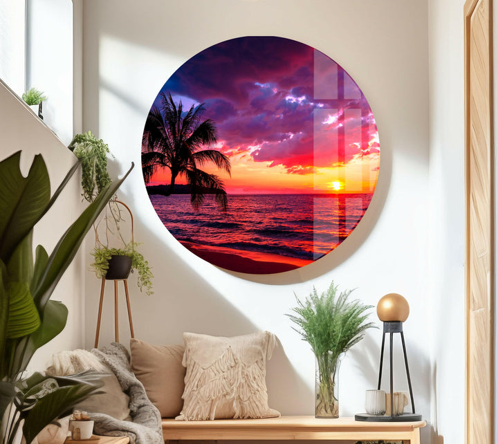 Sunset Red Landscape Glass Wall Art custom glass photo prints, large glass prints