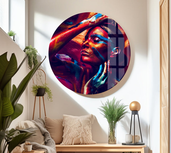 Woman Modern Fractal Glass Wall Pictures & Cool Art Decor