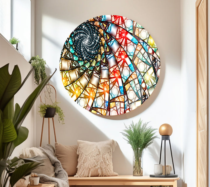 Stained Fractal Art Glass Wall Art custom glass photo prints, large glass prints