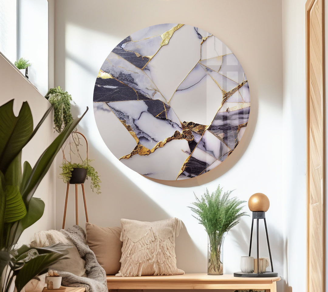 White and Gray Stained Glass Wall Art