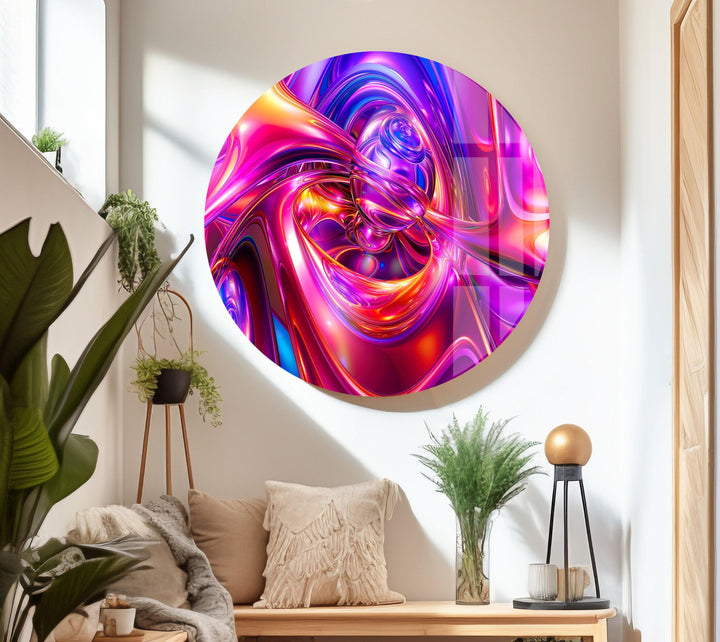 Purple Abstract Swirl Glass Wall Art