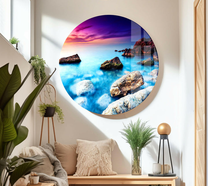 Mesmerizing Sunset Reflections on the Water – A Breathtaking Glass Print
