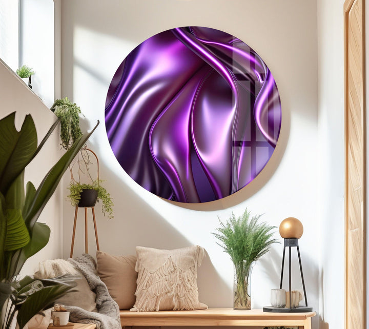 Glänzende, flüssige, violette, gewellte Glaswandkunst
