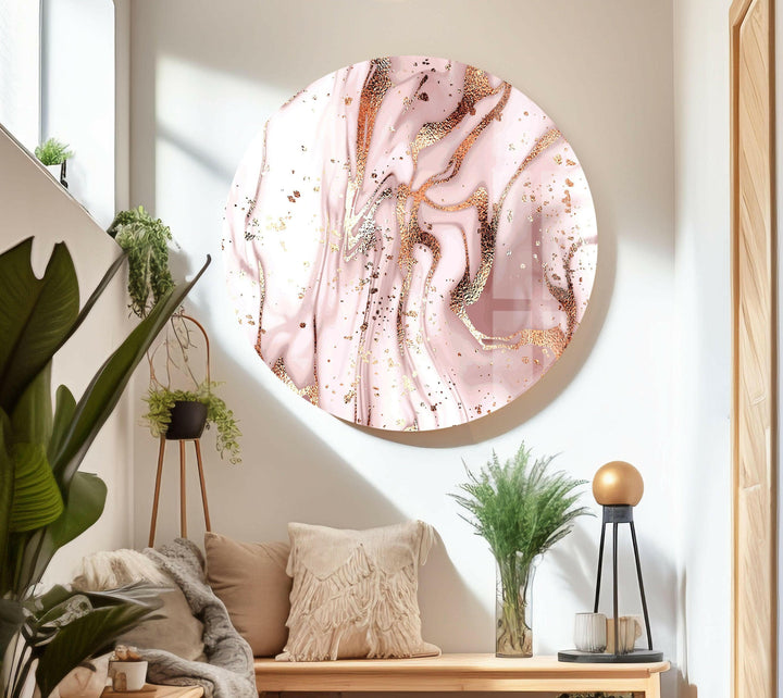 Roségoldene Wandkunst aus Glas mit Alkoholtinte
