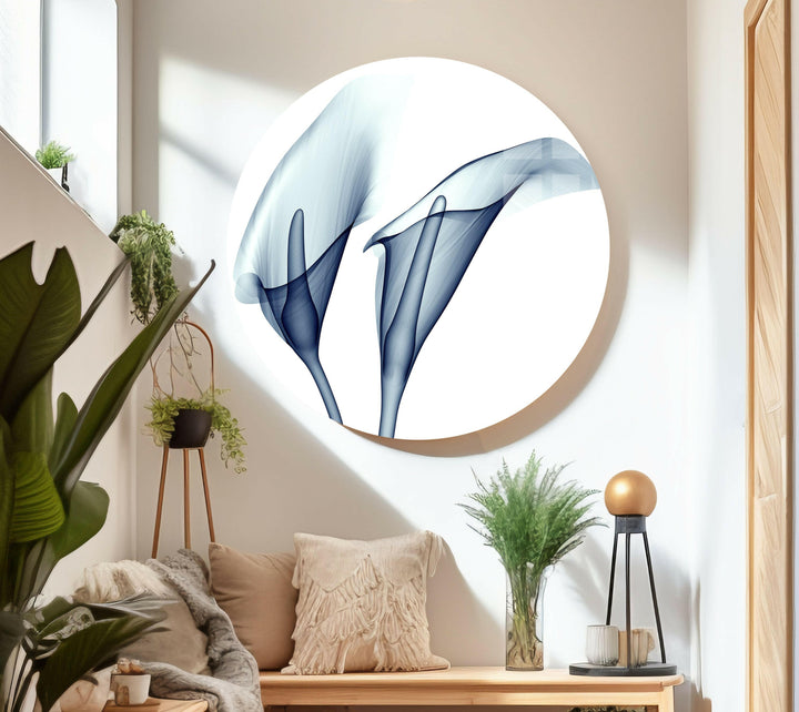 Blue Calla Lilies Glass Wall Art, custom glass pictures, glass art prints