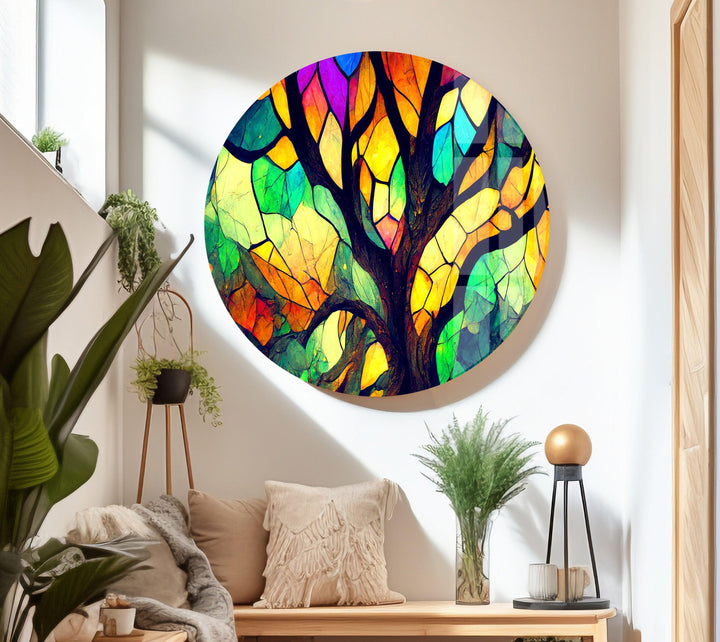 Stained Tree of Life Decor Glass Wall Art picture on glass wall art, photos printed on glass