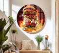 Burger Kitchen Decor Tempered Glass Wall Art