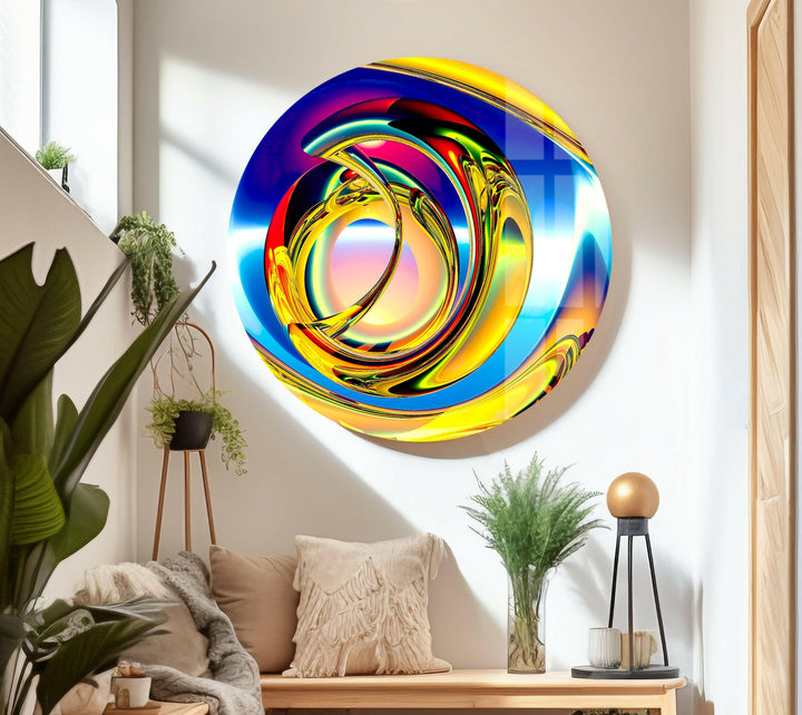 Golden Fractal Abstract Glass Wall Art glass image printing, glass prints from photos
