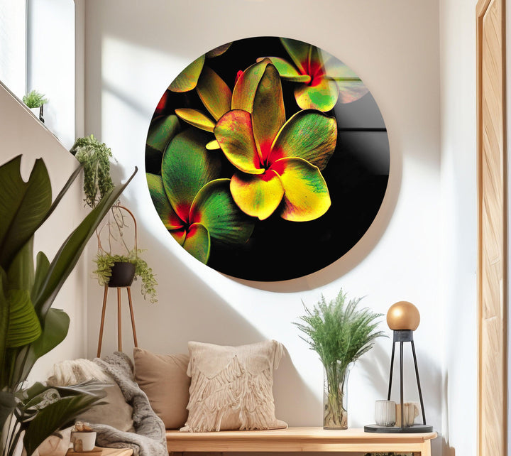 Vivid Color Yellow Flower Glass Wall Art, large glass photo prints, glass wall photos
