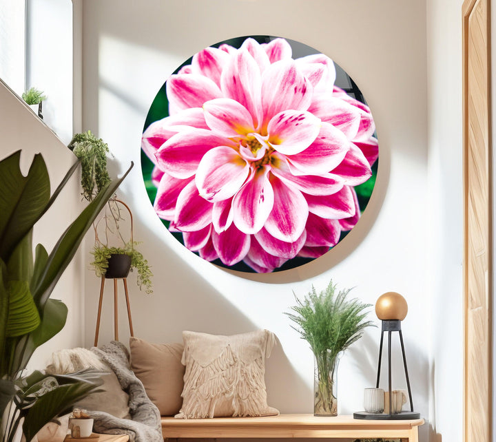 Vivid Pink Flower Glass Wall Art, large glass photo prints, glass wall photos