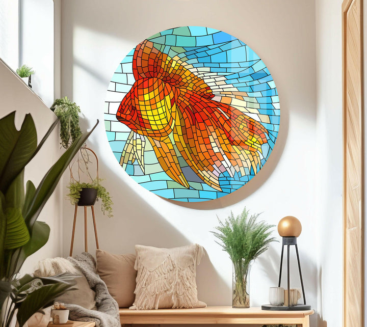 Mosaic Goldfish Glass Wall Art glass photo prints, glass picture prints