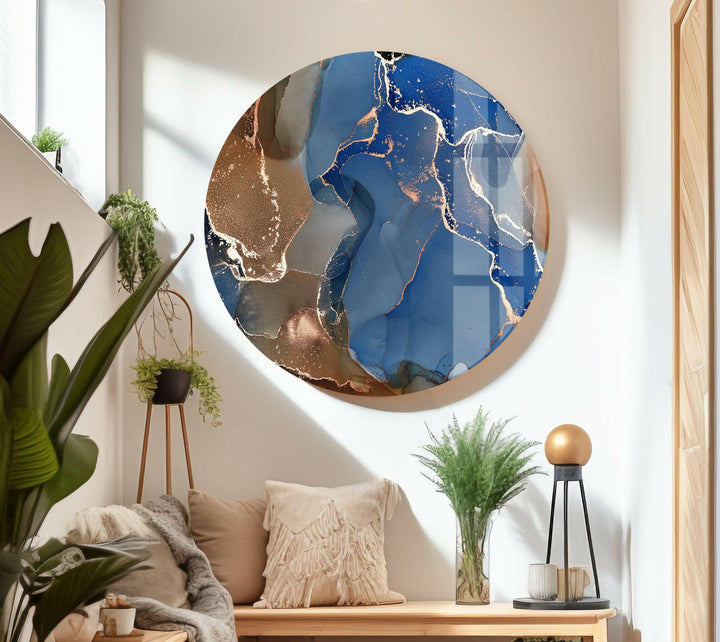 Blue and Brown Marble Glass Wall Art large glass photo prints, glass wall photos