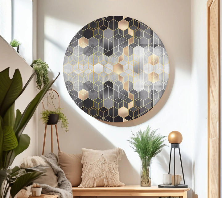 Mosaic Hexagon Glass Wall Art stained glass wall art, stained glass wall decor