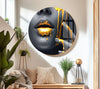 Black Woman with Gold Lips Tempered Glass Wall Art