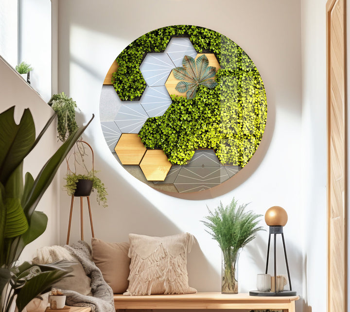 Beige Background With Moss Flower Glass Wall Art, art glass wall art, glass wall art pictures