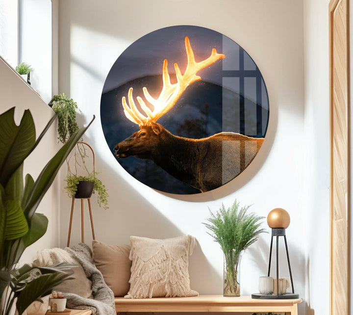 Lighted Deer Glass Wall Art picture on glass wall art, photos printed on glass