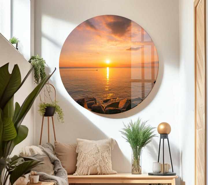 Horizon’s Glow: A Sunset Seascape – A Timeless Wall Art Piece
