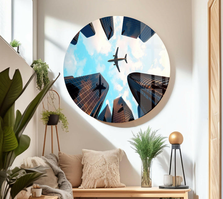 City Photo and Plane Glass Wall Art, glass image printing, glass prints from photos