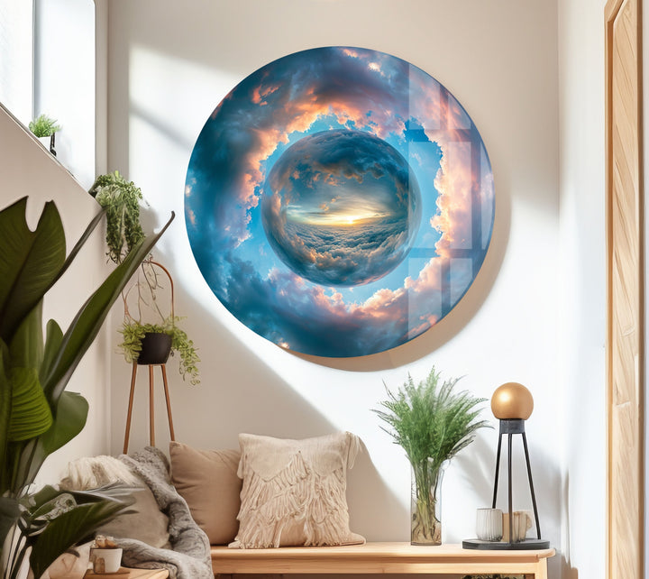 Bright Clouds Around The Sphere Glass Wall Art custom glass photo prints, large glass prints
