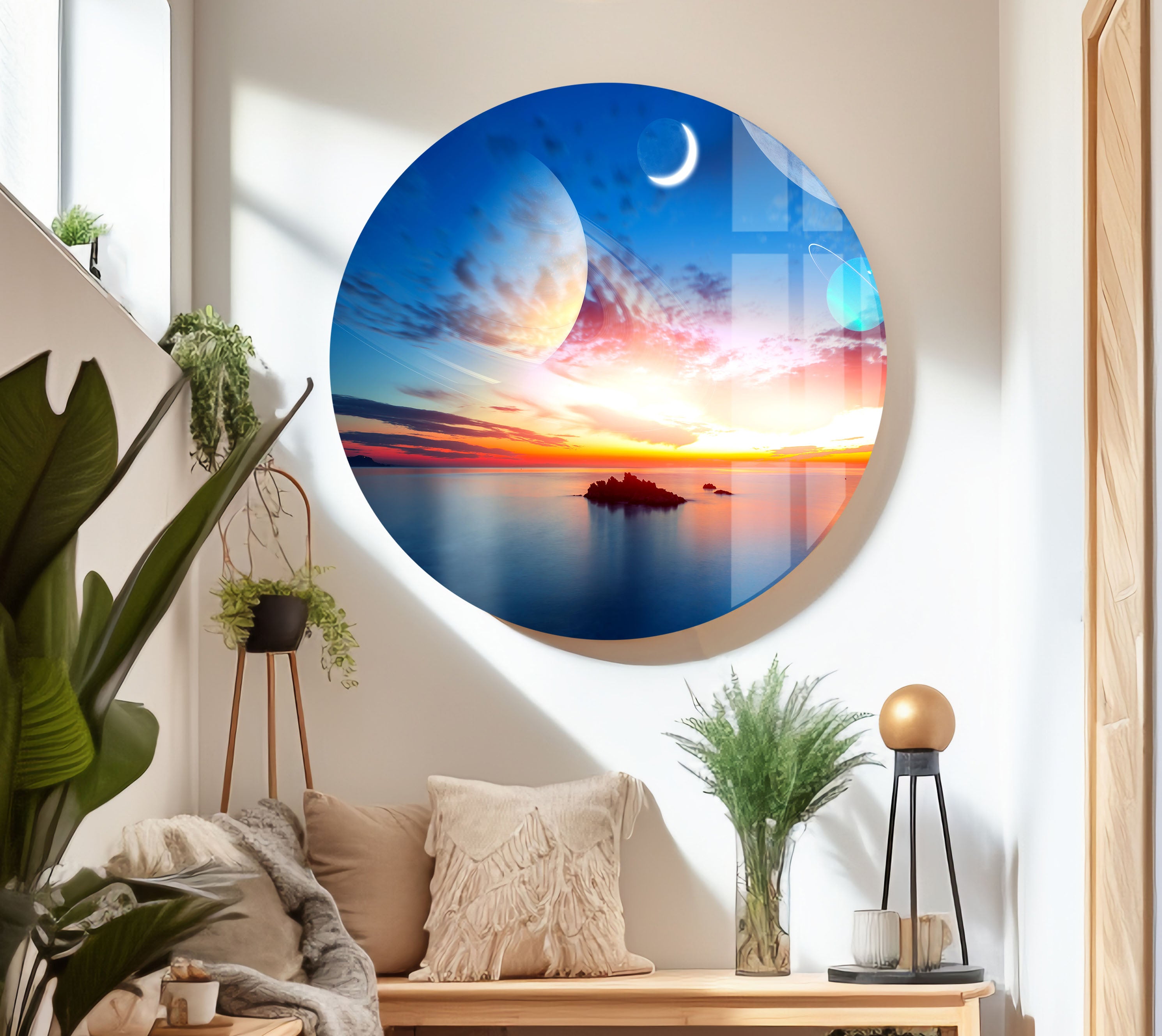 Galaxy and Landscape Tempered Glass Wall Art