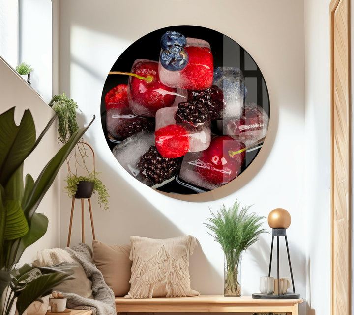 Iced Cherries Glass Wall Art, large glass photo prints, glass wall photos