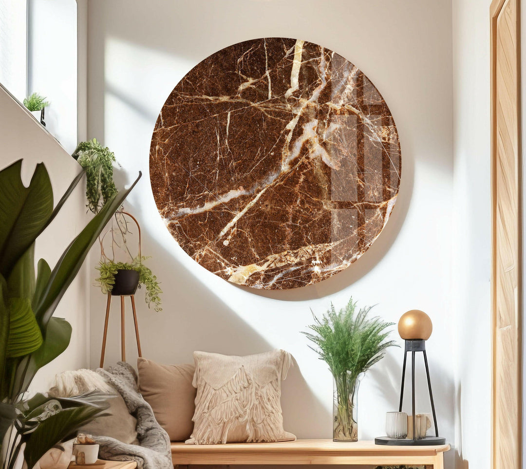 Brown & White Marble Abstract Glass Wall Art glass photo prints, glass picture prints