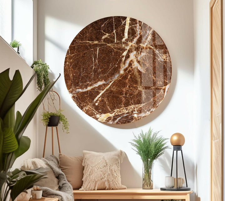 Brown & White Marble Abstract Glass Wall Art glass photo prints, glass picture prints