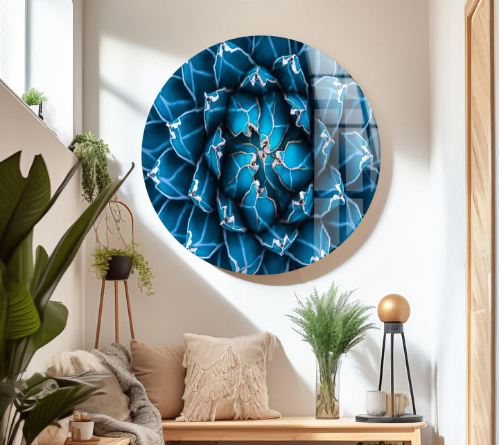 Unique Blue flower Art Glass Wall Decor