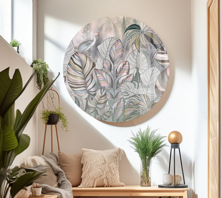 Exotic Leaves Decor Glass Wall Art, large glass photo prints, glass wall photos