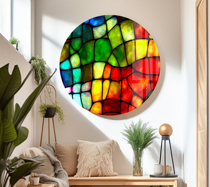 Vibrant Stained Colored Glass Wall Art picture on glass wall art, photos printed on glass