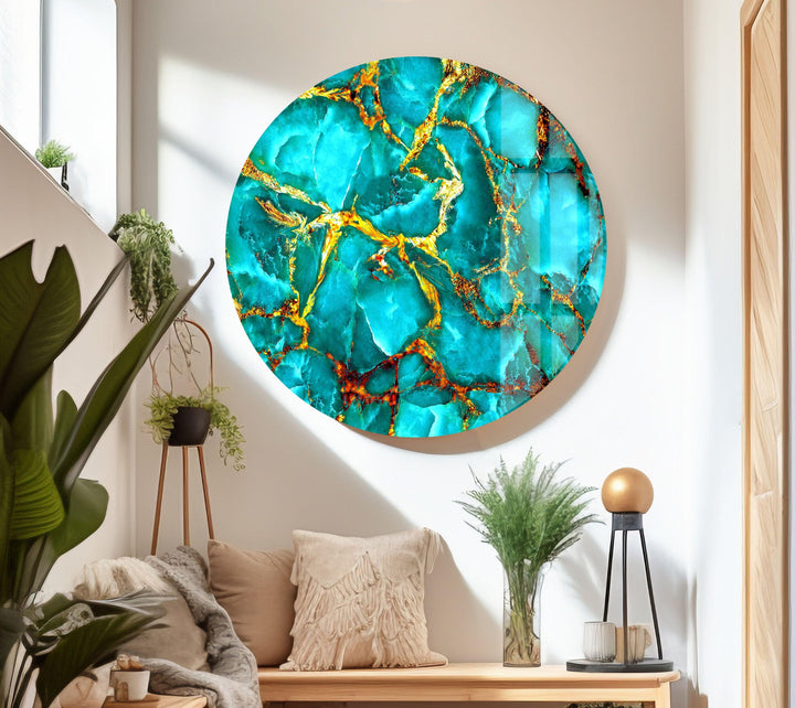 Luxuriöser Marmor mit goldenen Adern, Glaswandkunst