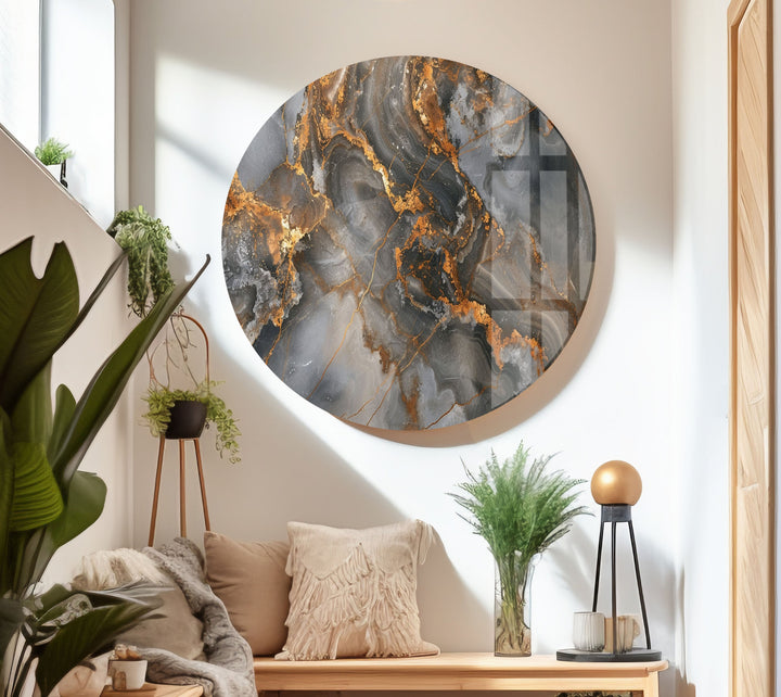 Marble Grey & Wood Glass Wall Art large glass photo prints, glass wall photos
