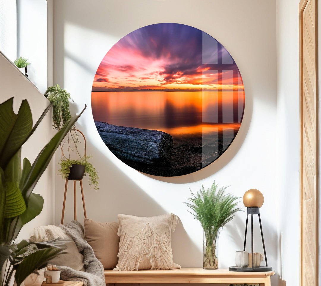 A glowing horizon reflecting on still water, capturing nature’s beauty.
