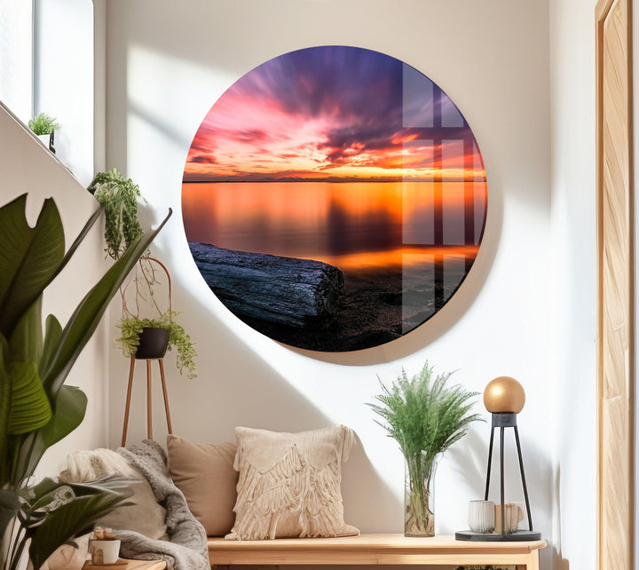A glowing horizon reflecting on still water, capturing nature’s beauty.

