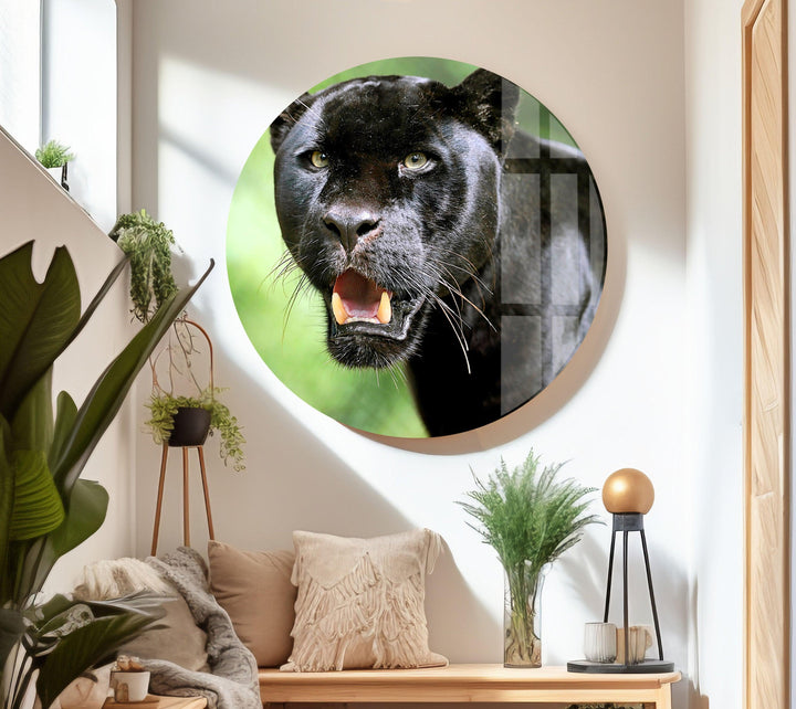Black Panther Glass Wall Art             glass wall decor, glass wall art decor