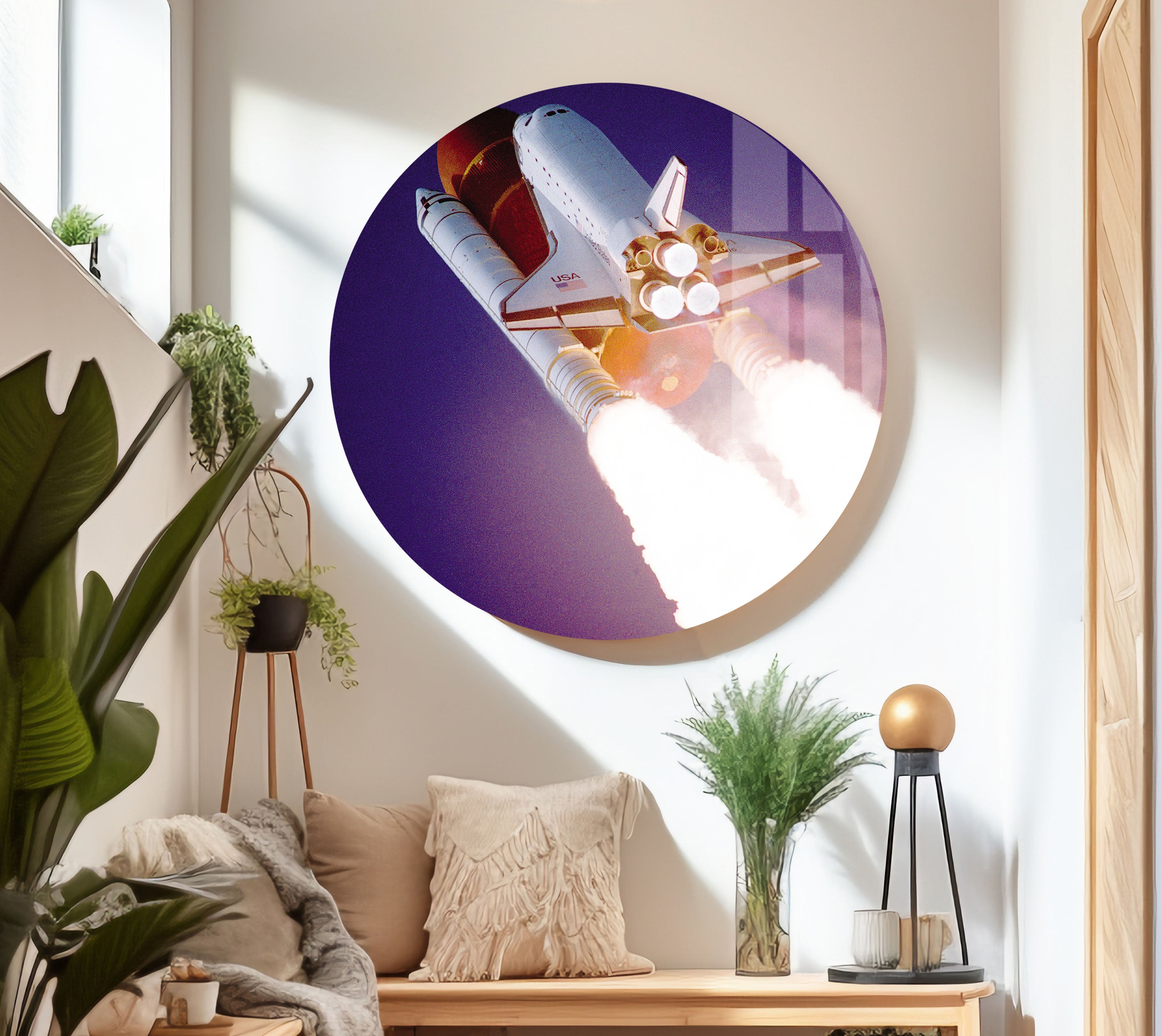 Galaxy Space Car Tempered Glass Wall Art