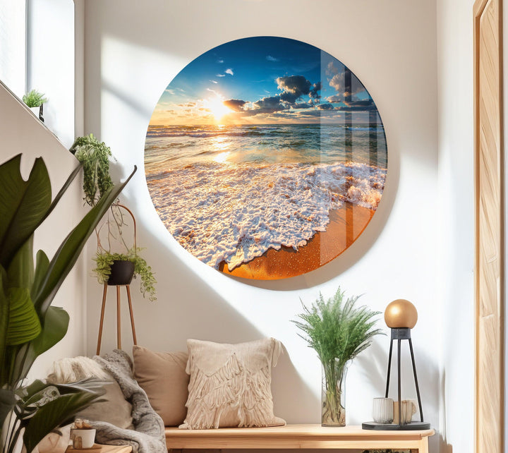 Wolkenlandschaft über dem Meer, Glaswandkunst