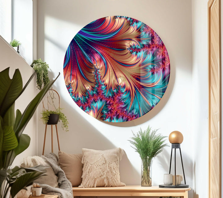 Fraktale rosa Spiralglas-Wandkunst