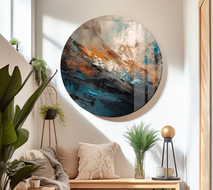 Blue & Orange Painting Glass Wall Art art glass wall art, glass wall art pictures