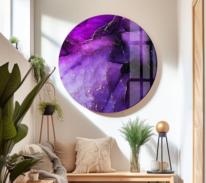 Luxuriöse lila abstrakte Glaswandkunst