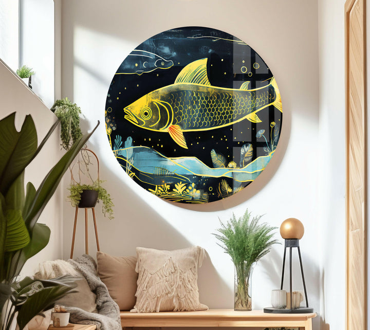 Fish Painting Glass Wall Art large glass photo prints, glass wall photos