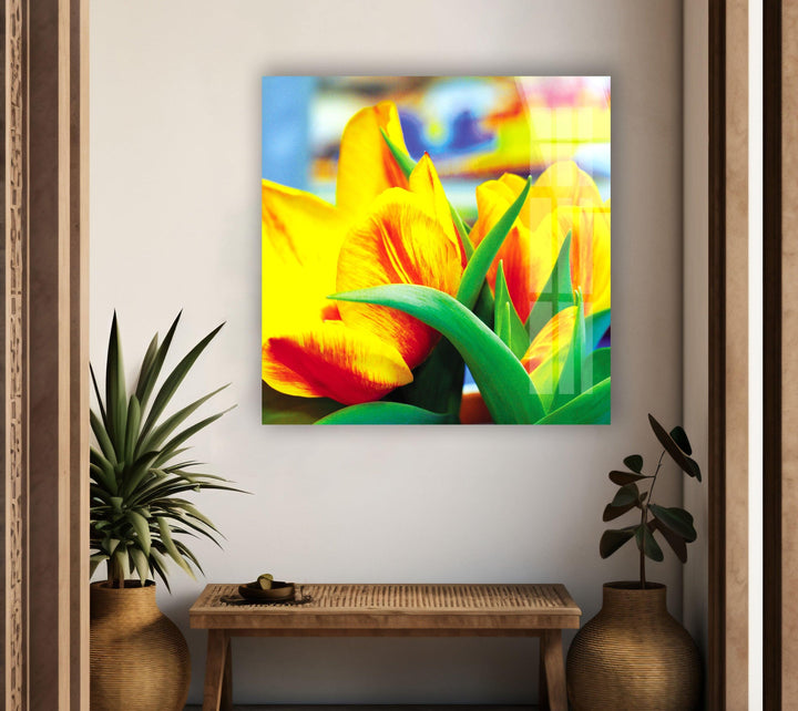 Yellow Tulips Glass Wall Art, Glass Printing Wall Art, Print photos on glass