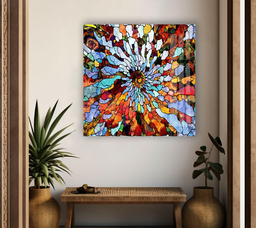 Colorful Stained Design Glass Wall Art - We have abstract stained glass, stained glass panels, glass picture prints for the walls, and glass wall decor for the living room in our collection. There are pieces here that fit every style, from stained glass furniture to art made of colored glass. People who want to make a big impression can even find indoor sun catchers and large format picture prints.