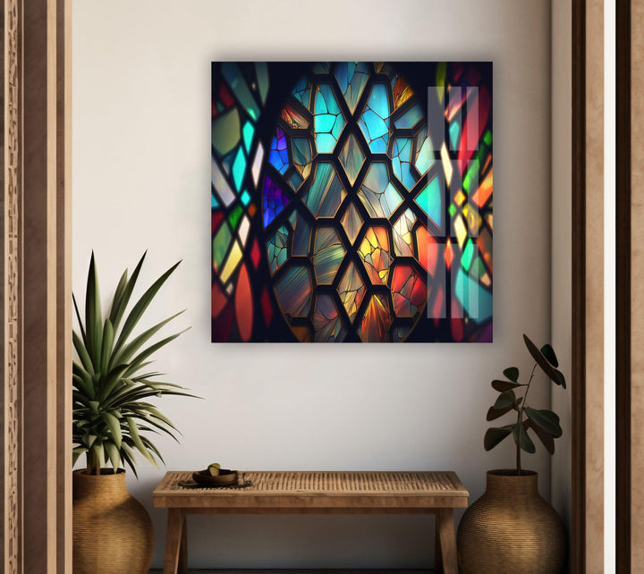 Stained Brightly Colored Glass Wall Art picture on glass wall art, photos printed on glass