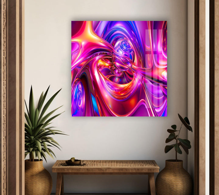 Purple Abstract Swirl Glass Wall Art